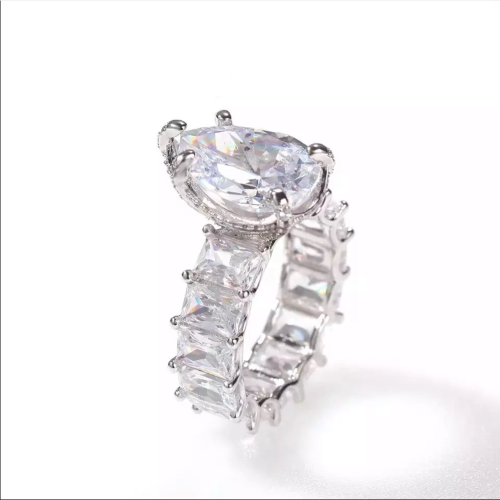 New Gorgeous 925 Silver Wedding Sahhpire Ring - Picture 5 of 8